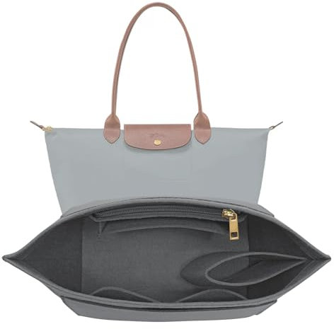 LOUKAYCCI Filz-Organizer-Handtascheneinsatz für Longchamp Le Pliage S, Größe S, Grau