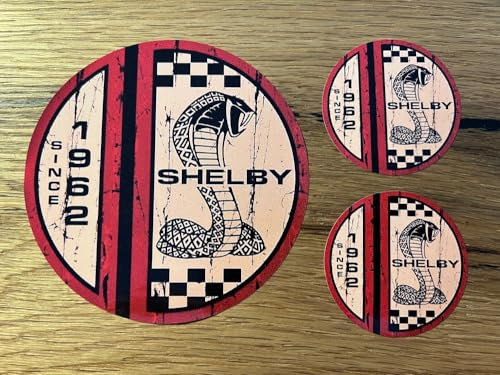 3X Shelby Aufkleber 10/5cm Kult Sticker Set USA Racing Mustang AC V8 Cobra Rennsport Oldtimer Vintage Auto Tuning