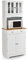 GOPLUS Buffet Haut Cuisine 170 cm avec Espace Ouvert, Porte Micro-Onde avec Porte en Verre Trempé, Comptoir Bois d'hévéa, Étagères Réglables, 2 Tiroirs, pour Salle à Manger, Cuisine, Blanc
