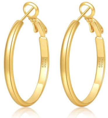 YOCDNOV 1 Paar Creolen Silber - Breite Creolen Hypoallergene Vergoldete Ohrringe Gold Creolen Modeschmuck Chunky Hoop Earring Dupes für Mädchen, Hypoallergen Geschenke für Frauen(Gold 40MM)