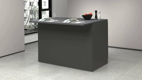 Dmora - Kücheninsel Emmanuel, Mehrzweckschrank, Küchenzeile Schrank, Zusätzlicher Tisch, 100% Made in Italy, 125 x 90 x 90 cm, Anthrazit und Schiefer