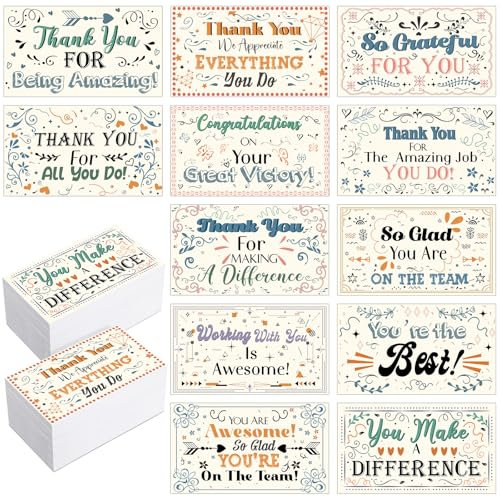 Yeaqee 240 Stück Anerkennungskarten für Mitarbeiter, lustige, leere Rückseite, Motivationskarten, Ermutigung, Dankeskarte, Anerkennungskarte für Lehrer, College, Bestätigungsgeschenk (Zeichnung)