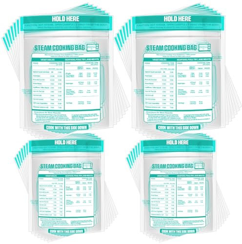 Resurhang 300 Pack Zipper Microwave Steam Bags Reusable Steamer Cooking Bags with Zip for Vegetables Potatoes Fish and Meat