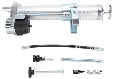 Grease Gun Head, Split Type Grease Gun Needle Nozzle, Electric Drill to Grease Gun Adapter Attachment Kit 600CC Capacity 12000PSI