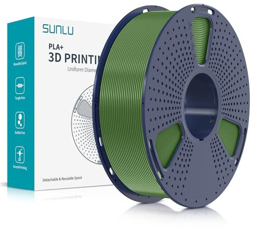 SUNLU PLA Plus 3D Drucker Filament, PLA+ Filament 1.75mm, robustes 3D Filament, kompatibel mit 3D FDM Druckern, Maßgenauigkeit +/- 0.02 mm, 1kg Spule(2.2Pfund), Olivgrün