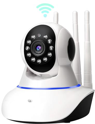 LuLuanping Cámara IP WiFi 350°/100° Cámara de Vigilancia V380, Visión Nocturna, Notificaciones en Tiempo Real, Admite Tarjeta SD, Detección y Seguimiento de Movimiento (Blanco)