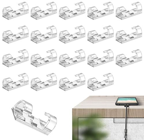 Fermacavi Per Cavi - Confezione Da 20 Fermacavi Adesivi | Nessuna Gestione Del Cavo Di Perforazione | Organizzazione Dei Cavi Da Scrivania Per Cavi USB | Cavi Ethernet, Cavi, Cavi Tastiera
