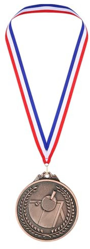 PATIKIL 3 Kupfer Tischtennis Medaillen, Tischtennis Auszeichnungsmedaillen mit rotem und weißem Band für Spiele und Sportwettbewerbe