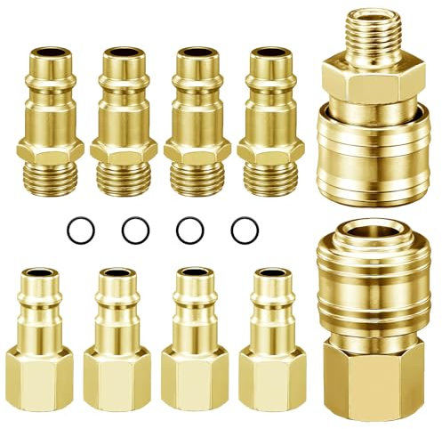 ZITUZY 10 Pièces Raccord Rapide Pneumatique 1/4 BSP, Raccords Pneumatiques Euro 1/4 Bsp, Raccords Rapides de Compresseur D'air, Raccord de Compresseur pour Tuyau Pneumatique