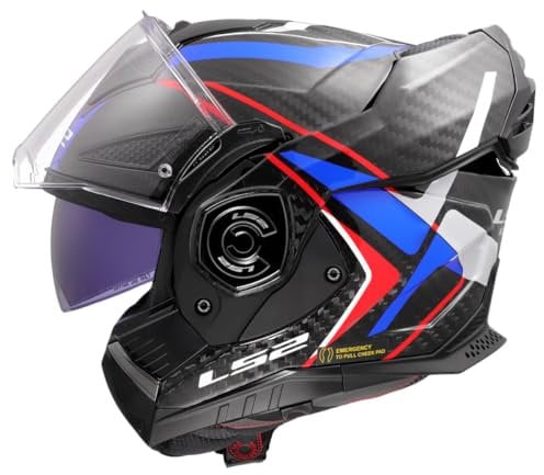 LS2, Modularer Motorradhelm ADVANT X CARBON FUTURE II Gloss White Blue, S
