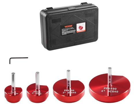 VEVOR PVC Pipe Reamer Kit, Aluminum Alloy, PVC Pipe Fitting Reamer Plumbing Tools Kit, PVC Socket Saver for SCH 40, Contains 3/4, 1, 3/2, 2, 3, 4'', for Water Lines, Drain Lines, Vent Lines