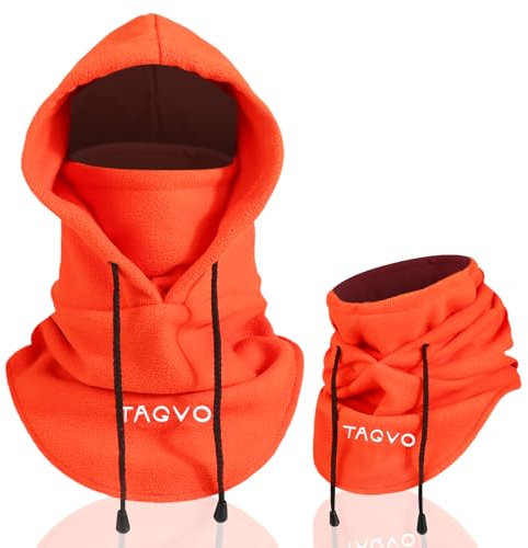 TAGVO Hiver Cagoule en Polaire Thermique, Multifonction Chaud Capuche Réglable Chapeau de Ski Couvre-Visage Masque Facial Cache-Cou Neck Gaiter pour la Course Ski Cyclisme - Homme Femme