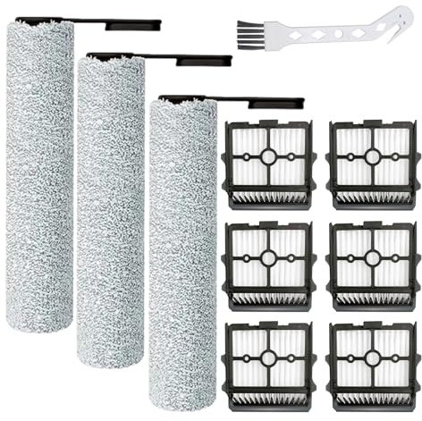 Accessori di ricambio compatibili con aspirapolvere Tineco Floor One S6, include 3 spazzole a rullo, 6 filtri HEPA