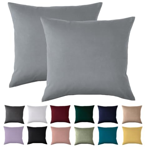 Beqnat Kissenbezug 40x40 2er Set, Grau, 100% Mikrofaser | Kopfkissenbezug 40 x 40 cm Für Kissen, kissenhüllen 40x40 mit Reißverschluss, Bügelfrei & Knitterfrei, Waschbar bis 60°