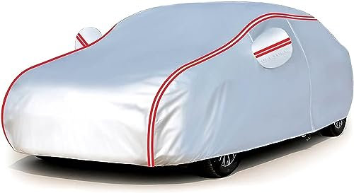 Tefebatu Housse Voiture pour Fiat 124 Sport Coupe,Coque Intégrale pour Protection Contre Le Soleil, La Pluie Et avec Fermeture éclair Et Cordon De Serrage Coupe-Vent
