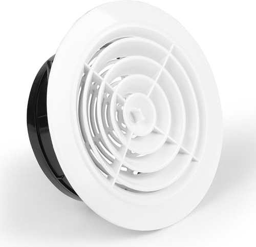 LALAGO 1 pezzo Griglia di Ventilazione Rotonda in ABS 150mm con Protezione Dagli Insetti Bianco, Griglia Aerazione Regolabile Rimovibile, Valvola a Disco per Ventilatore di Scarico Ventilazione