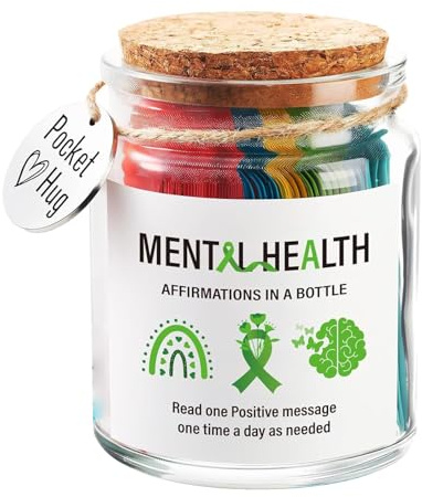 Positive Messages in Bottle - Eductional Small Inspirational Jar | Message Jar of Hope, Friendly Words Bottle, Cards for Stress Relief and Wellbeing, Encouragement