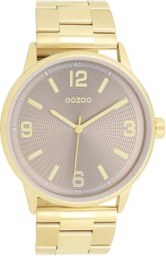 Oozoo Timepieces Unisex Uhr in Gold I Armbanduhr Unisex mit Edelstahlarmband I Moderne Uhr für Frauen & Männer I Edle Analog Unisexuhr Rund 45mm Gehäuse C11504