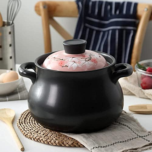 SUNMME Keramik-Kochtopf, Terrakotta-Auflaufform, Ton, leicht zu reinigen, geruchsneutral, hohe Temperaturbeständigkeit.-3,5 l