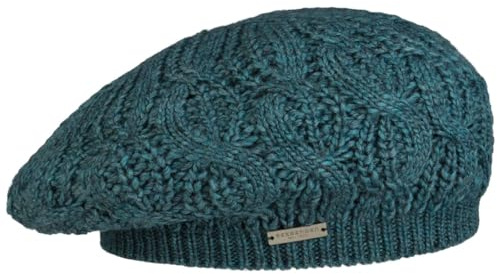Seeberger Uni Strickbaske Winterbaske Damenbaske Baskenmütze Damen - mit Futter Herbst-Winter Winter - One Size Petrol