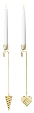 Georg Jensen Weihnachtsschmuck 2025 Kerzenhalter-Set Herz & Spitztüte Vergoldet