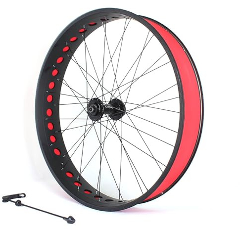 Laufradsatz for Schneefahrrad Mit Scheibenbremsen, 26 X 4,0/4,9, Fatbike-Laufradsatz, Strandfahrrad-Vorder- Und Hinterräder, 36-Loch-Naben, 14G-Speichen, Schnellspanner, 135 Mm/190 Mm(Black,Front)