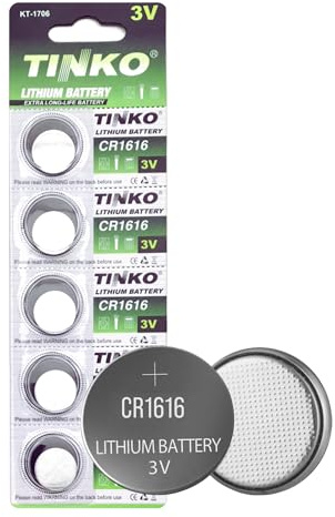 CR1616 Batteries (5 pack) Lithium Coin Button Cell 3V DL1616 1616 ECR1616 CR1616 for Watches, Car Key Fobs, Calculators, Toys, Motherboard Backup, LEDs, Medical Devices