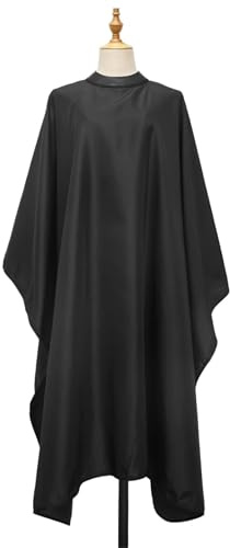 Peignoir Coiffure Tabliers à col en Silicone for coiffeur, Capes transparentes antistatiques for coupe de cheveux, imperméables, châles, outils coiffure pour les Salons(Black)