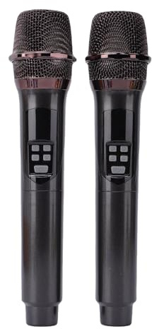GOWENIC Doppio Microfono Wireless Microfono Dinamico Professionale Suono Chiaro per Spettacoli Dal, Matrimoni, All'aperto, 2 unità