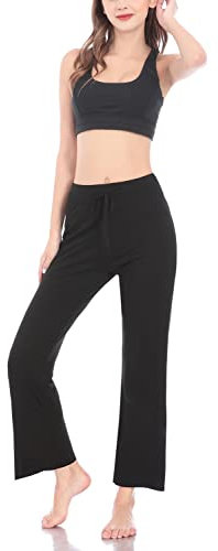 HOEREV Frauen Soft Modal Slimming Hose Yoga Hosen Pyjama-Hose, Schwarz, M