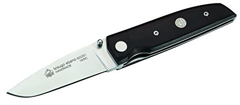 Puma IP Erwachsene tasugo Ebano Einhandmesser, Böhler-Stahl N690Co, Liner Lock, Ebenholz-Griffschalen, Emblem, Mehrfarbig, One Size