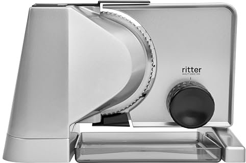 ritter solida 4 Electrical Food Slicer with eco Motor, Made in Germany, Full Metal, 65 W, Silver