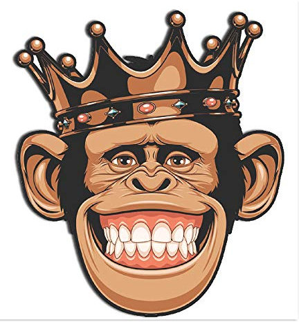 SkinoEu® 2 Stück Vinyl Lustiger Aufkleber Autoaufkleber Funny Stickers AFFE Monkey König Krone Auto Moto Motorrad Fahrrad Skate Helm Fenster Spiegel Tür Tuning B 124