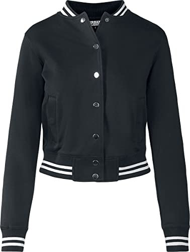 Urban Classics Damen Collegejacke Sweatjacke Ladies College Sweat Jacket TB1990, Gr. Large (Herstellergröße: L), Schwarz (Blk/Blk 00017)