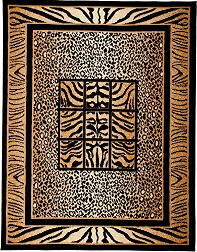 Carpeto Tierfell Teppich Beige 160 x 220 cm Afrika Muster Kurzflor Verona Kollektion