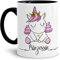 Tassendruck Einhorn-Tasse mit Spruch Unicorn Prinzessin - Glitzer/Rosa/Geschenk-Idee/Stern/Regenbogen/Innen & Henkel Schwarz