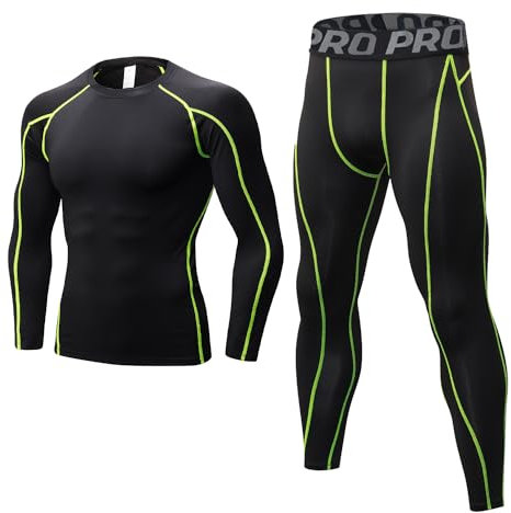 LANBAOSI Mens Long Sleeve Base Layer Compression Top and Tights Set Wicking Long Johns