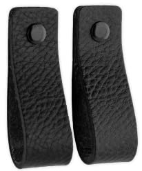 Brute Strength - Leather Handles for Furniture - Black - 2 pcs - 16,5 x 2,5 cm - Cabinet Handle, Door Handle for Kitchen, Bathroom, cabinets, Dresser, Wood