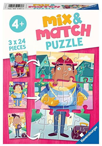 Ravensburger Kinderpuzzle - 05136 Mix&Match Meine liebsten Berufe - Puzzle für Kinder ab 4 Jahren, mit 3x24 Teilen