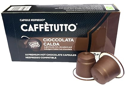 Caffètutto Plastic Free Nespresso Compatible Capsules | Hot Chocolate - Cioccolata Calda | Compostable - Biodegradable - Climate Neutral (6 Packs of 10 Capsules)