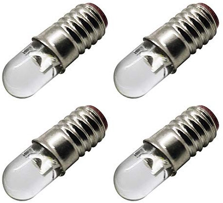 Ruiandsion Bombilla LED E5 blanca 12 V E5 E5.5 con base de rosca LED para luces de tren modelo (paquete de 4)