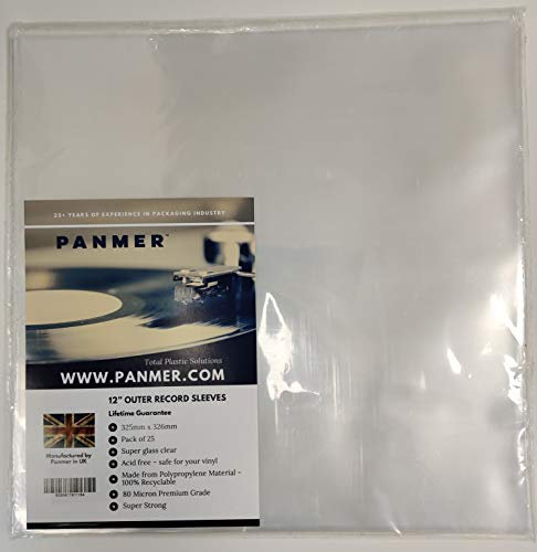 12 Outer Clear Vinyl Record Sleeves Polypropylene 80 Micron x 100