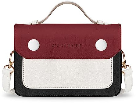 Mayplous Sac à bandoulière pour femme avec sangle amovible Sac à bandoulière pour femme Petit sac à main 3 en 1 Porte-monnaie pour téléphone Portefeuille Simili cuir 7,7 x5,3 x1,8(Cherry)