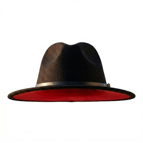 Klassischer Fedora-Hut mit breiter Krempe, zweifarbiger Filz, Panamahut mit Gürtelschnalle für Damen und Herren