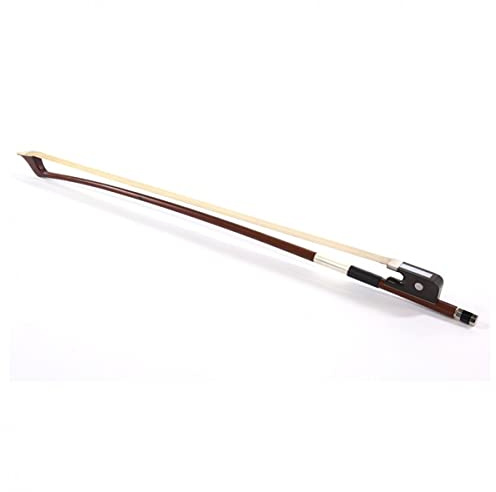 Upright Double Bass Hardwood Bow with Horsehair – French Style 4/4 | Round stick hardwood bow with horsehair for upright bass, ebony adjuster with nickel bands, leather thumbpiece