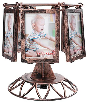 Toddmomy Karussell Fotorahmen Bilderrahmen: Rotierende Multi- Bilder- Rahmen DIY Tischplatte Fotorahmen Desktop- Bilderrahmen- Speicher- Baby- Denkmal Auto Spielen Foto- Stand- Dekoration