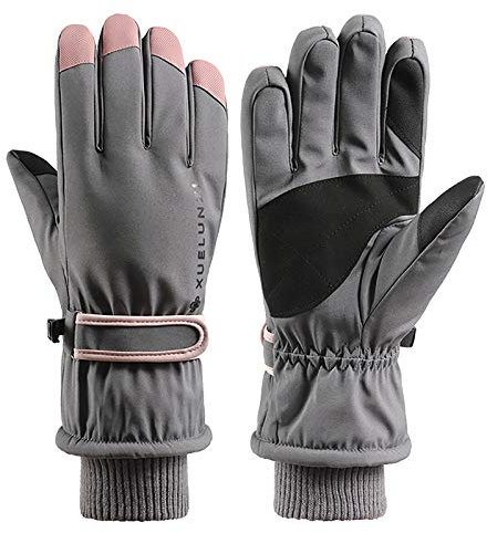 Lederhandschuhe Damen Herren Kälteschutz Schneehandschuhe Thermo Fingerhandschuhe Warm Fausthandschuhe Snowboarden Frauen