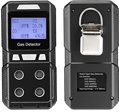 Seesii Détecteur de gaz portable 4 en 1,Moniteur de gaz rechargeable,Testeur de qualité de l'air,Analyseur de qualité de l'air,Haute précision sonore,Compteur de gaz 4 en 1,%LEL PPM
