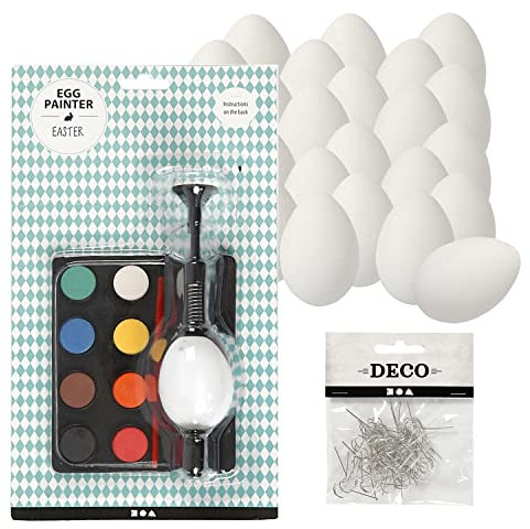 WOOOOZY Osterset Premium - Eier-Malgerät+ 25 Kunststoff-Eier + Aufhänger
