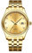 JewelryWe Herrenuhr Quarz Analog Partner Freundschafts Armbanduhr Datum Kalender Edelstahl Armband Herren Uhr mit Beleuchtenden Zeiger und Strass goldem Zifferblatt, Geschenk für Männer Junge, Gold